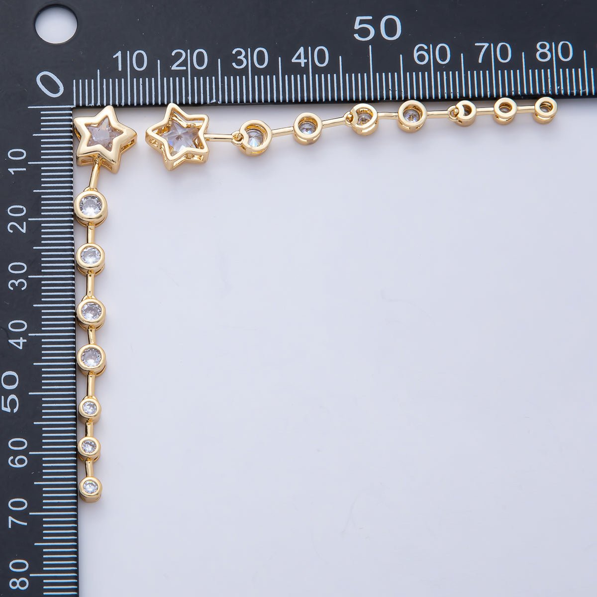 18K Gold Filled Star Round Clear CZ Bezel Drop Bead | B428 - DLUXCA