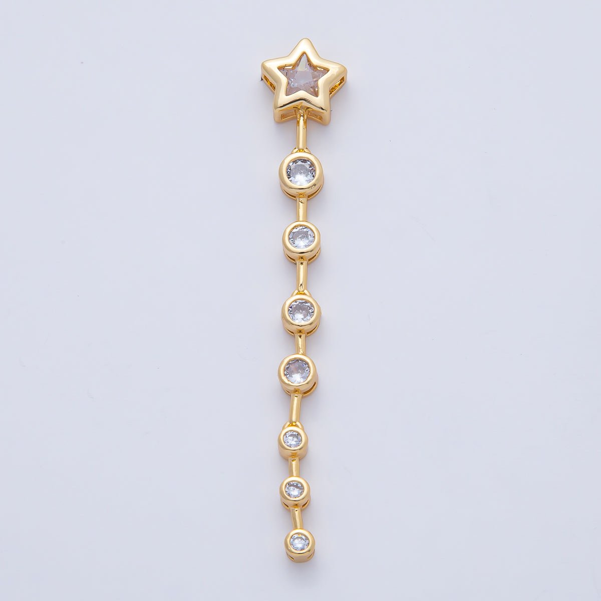 18K Gold Filled Star Round Clear CZ Bezel Drop Bead | B428 - DLUXCA
