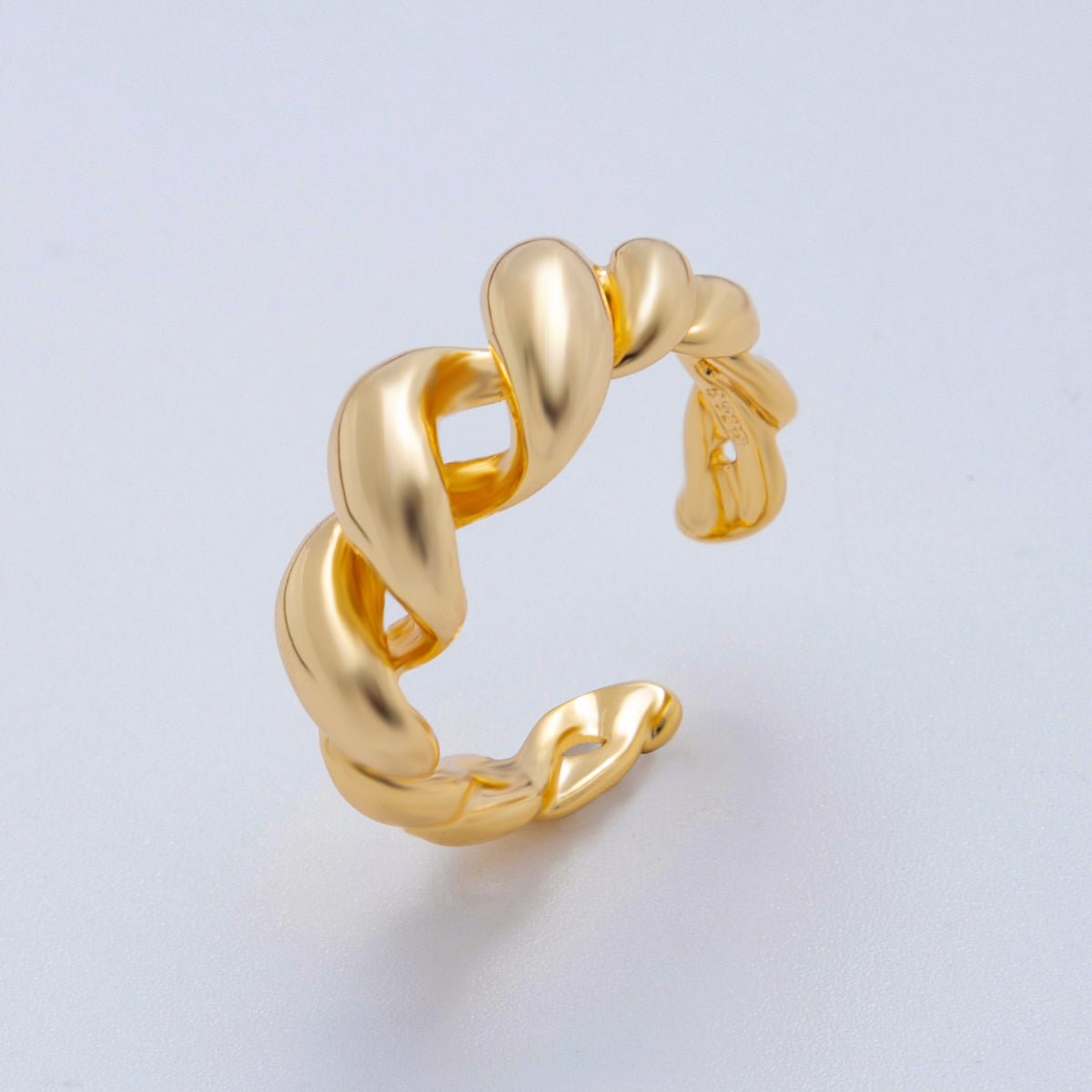 18K Gold Filled Swirled Croissant Ring | OA2040 - DLUXCA