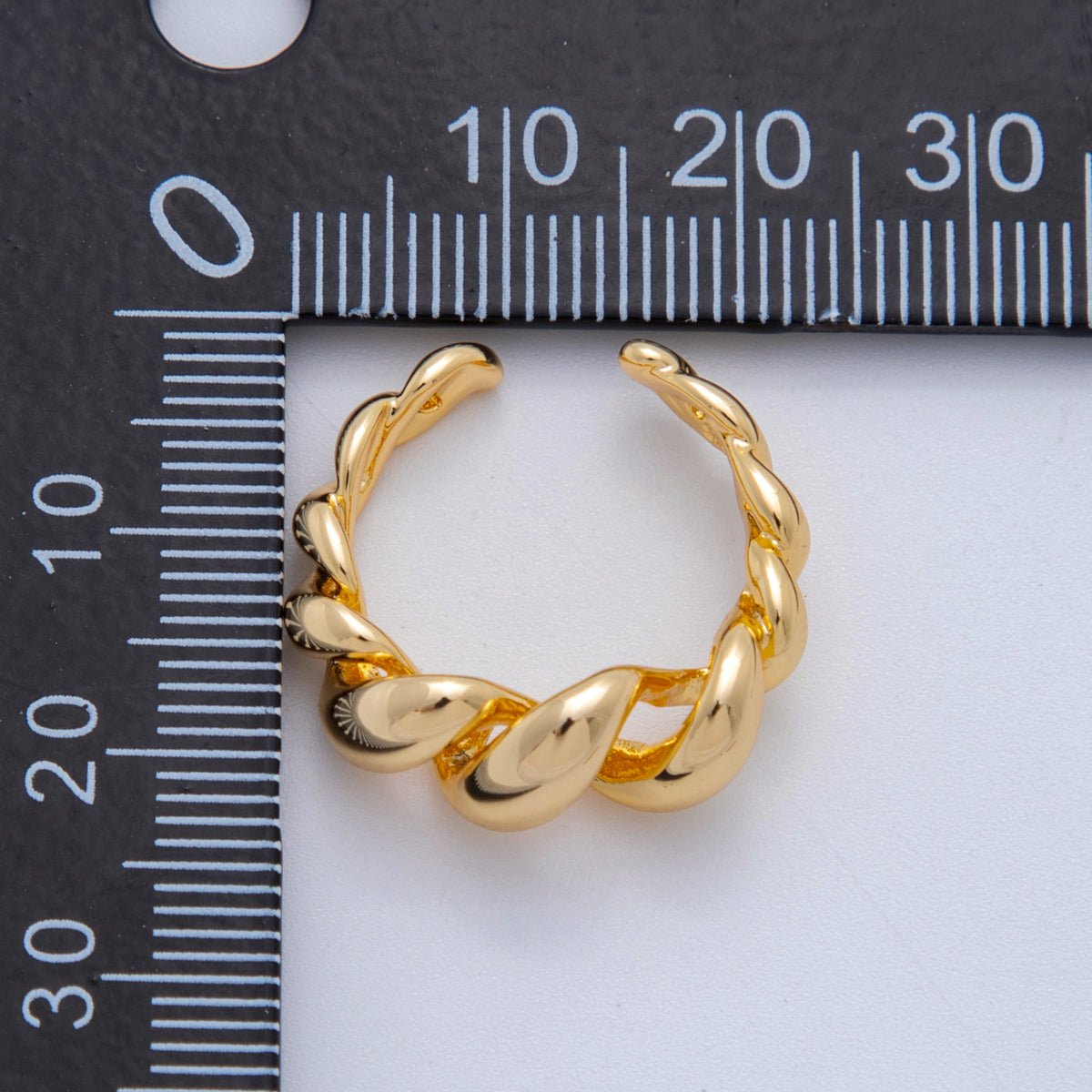 18K Gold Filled Swirled Croissant Ring | OA2040 - DLUXCA