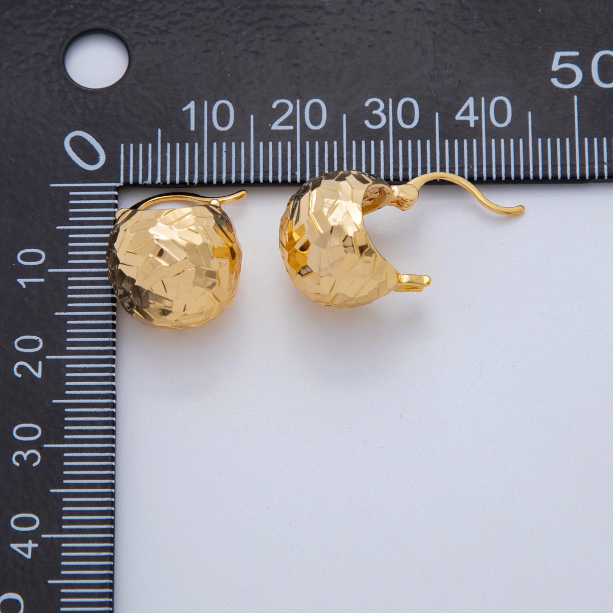 18K Gold Filled Textured Dome Hinged Hoop Earrings in Gold & Silver | AI406 - DLUXCA
