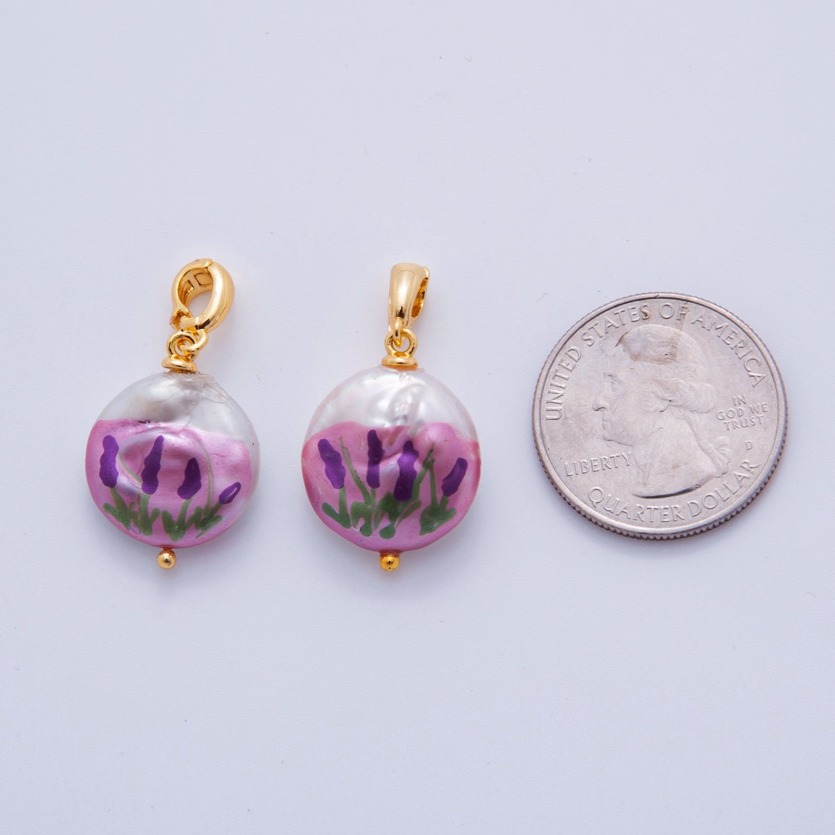 18K Gold Filled Tulip Flower Freshwater Pearl Pendant | AH706 - DLUXCA