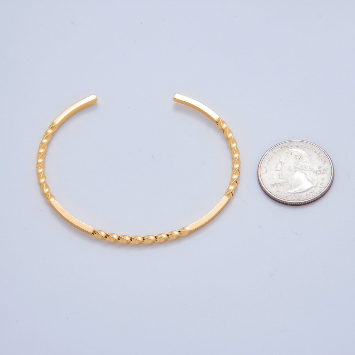 18K Gold Filled Twisted Band Bar Cuff Bracelet | WA - 3289 - DLUXCA