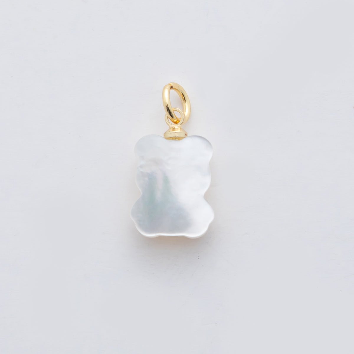 18K Gold Filled White Shell Pearl Teddy Bear Charm | AF295 - DLUXCA