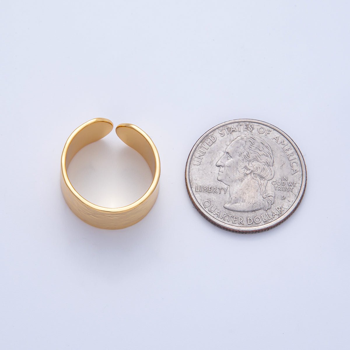 18K Gold Filled Wide Hammered Geometric Band Ring | O803 - DLUXCA