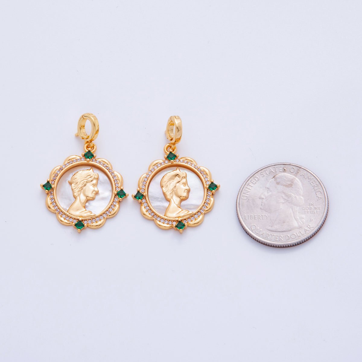 18K Gold Filled Women Silhouette Shell Pearl Drop Snap Bail Pendant | AH711 - DLUXCA