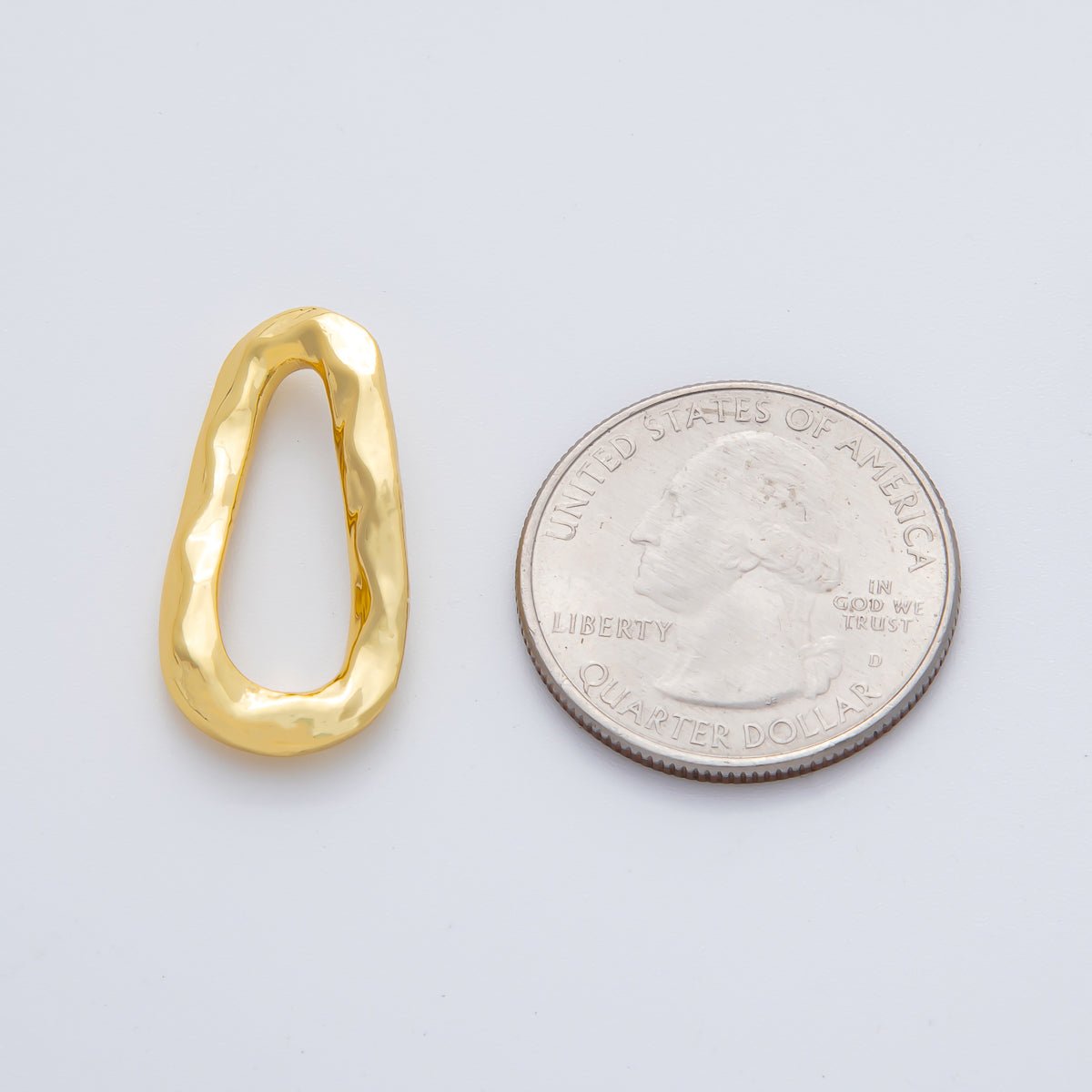 18K Gold Plated 26mm Geometrical Hammered Teardrop Finding in Gold & Silver | Z1431 - DLUXCA