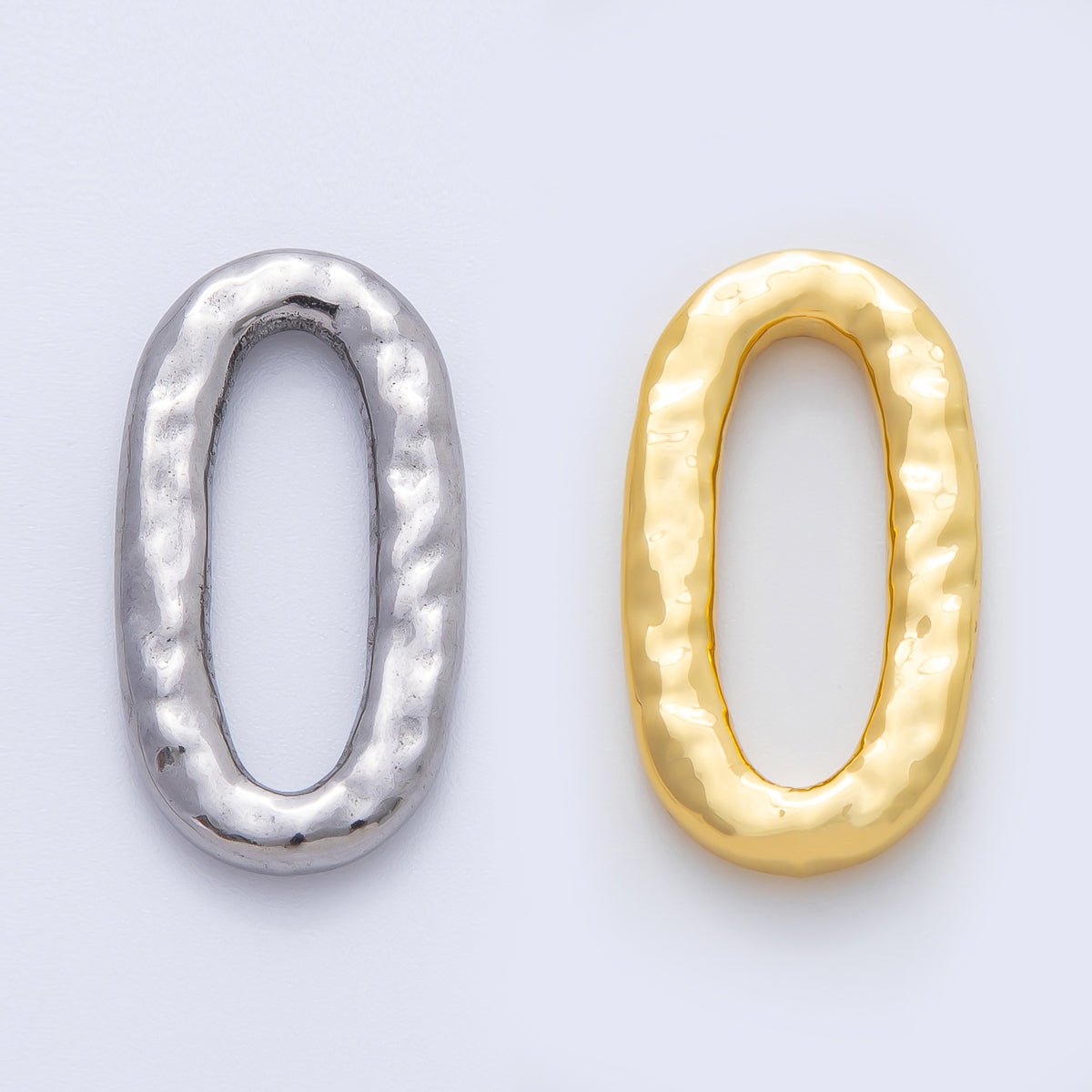 18K Gold Plated 26mm Hammered Long Oval Oblong Finding in Gold & Silver | Z1433 - DLUXCA
