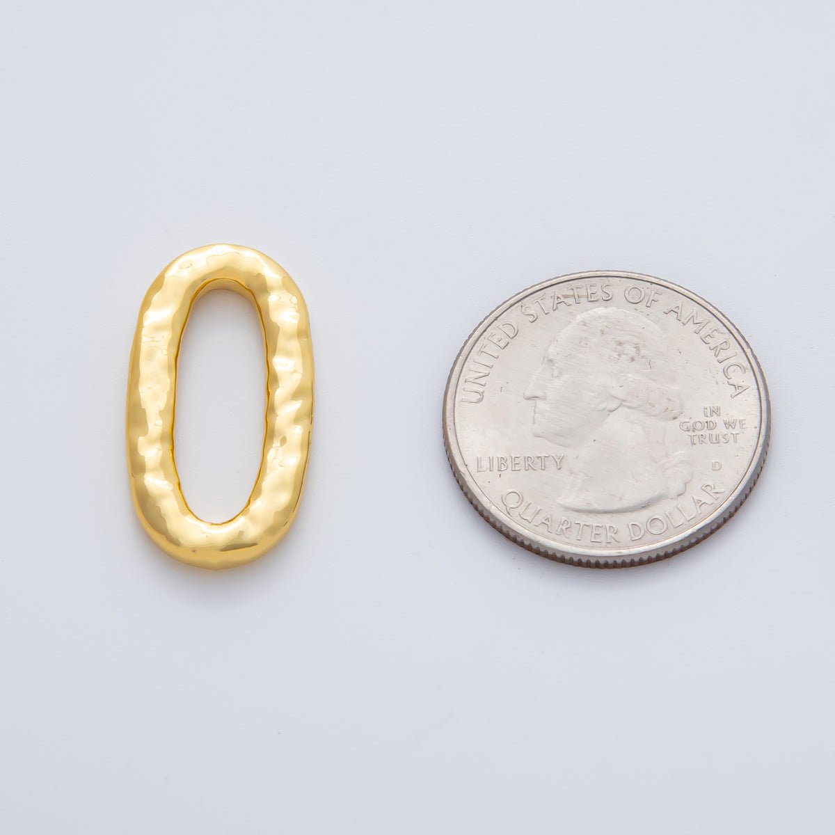 18K Gold Plated 26mm Hammered Long Oval Oblong Finding in Gold & Silver | Z1433 - DLUXCA