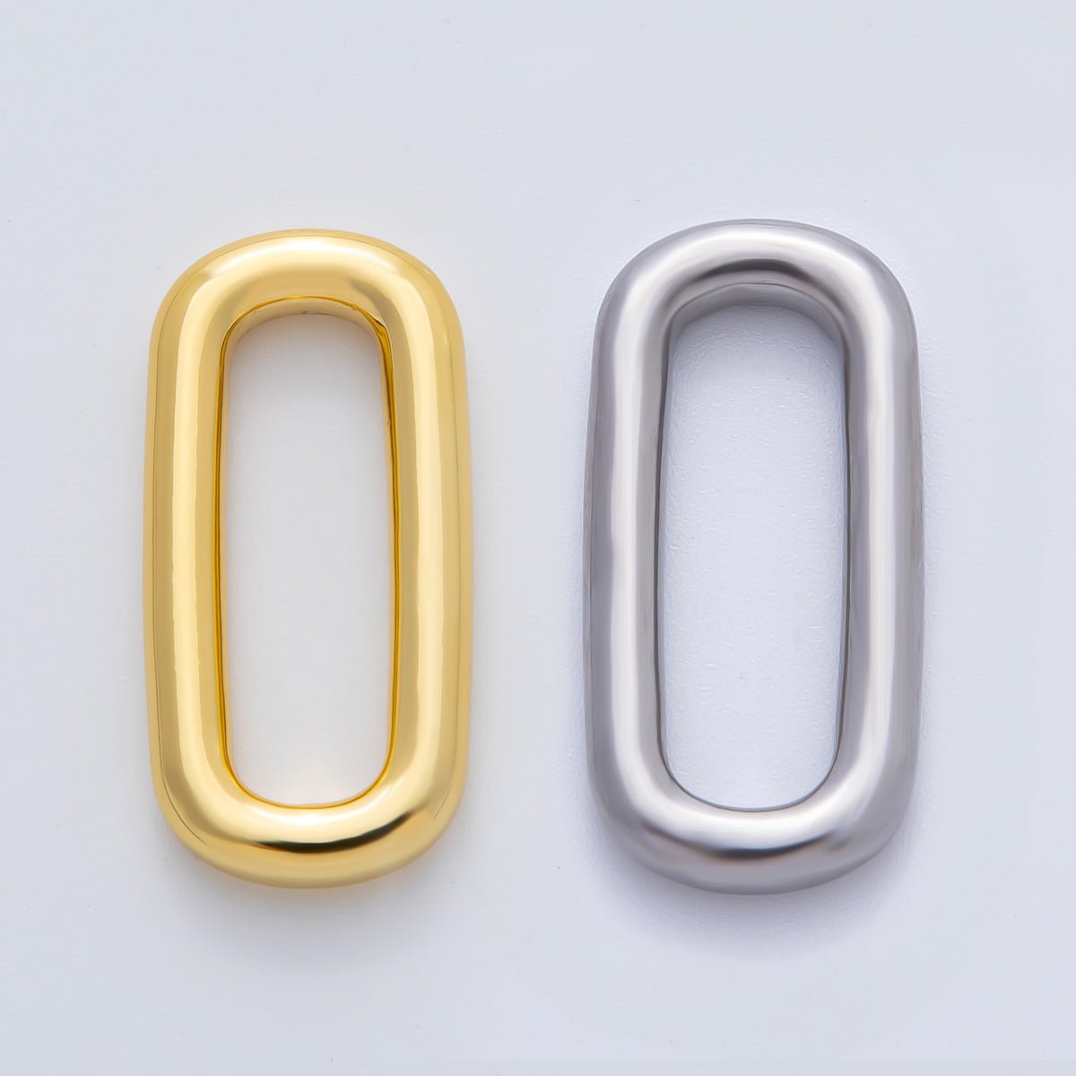 18K Gold Plated 26mm Polished Long Oblong Oval Finding in Gold & Silver | Z1434 - DLUXCA