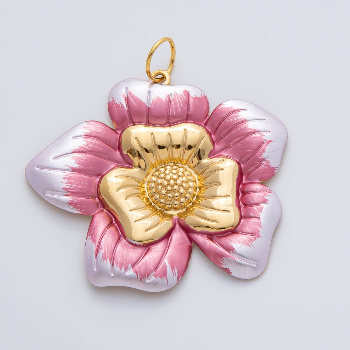 18K Gold Plated 51mm Blue, Pink, Black Enamel Blooming Flower Charm | AF1421 AF1422 - DLUXCA