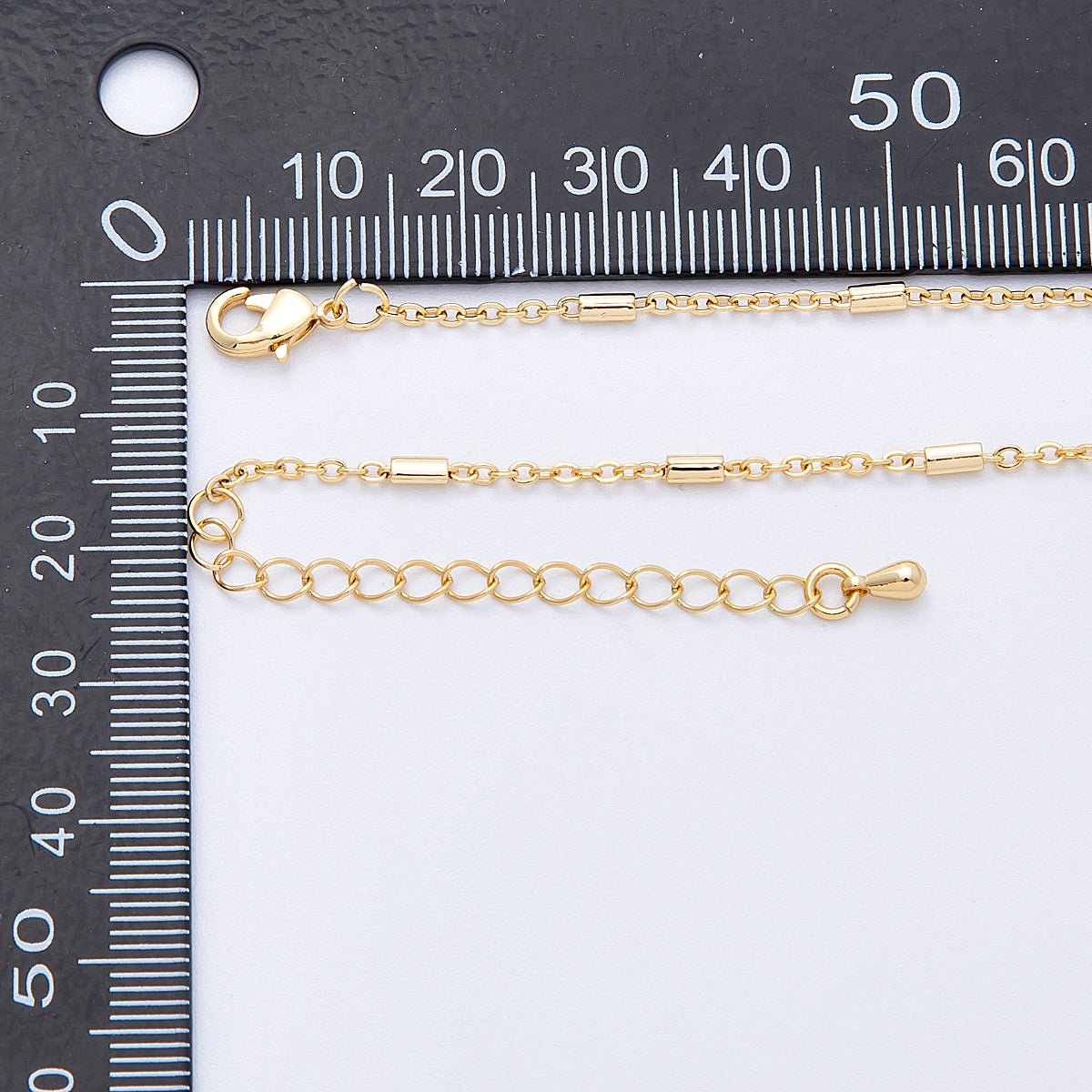 18K Gold PVD Stainless Steel 1.7mm Tube Satellite Chain 18 Inch Necklace w. Extender | WA - 04142 - DLUXCA