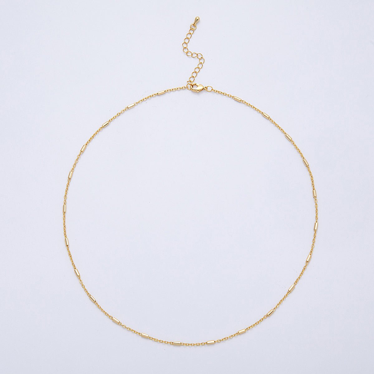 18K Gold PVD Stainless Steel 1.7mm Tube Satellite Chain 18 Inch Necklace w. Extender | WA - 04142 - DLUXCA