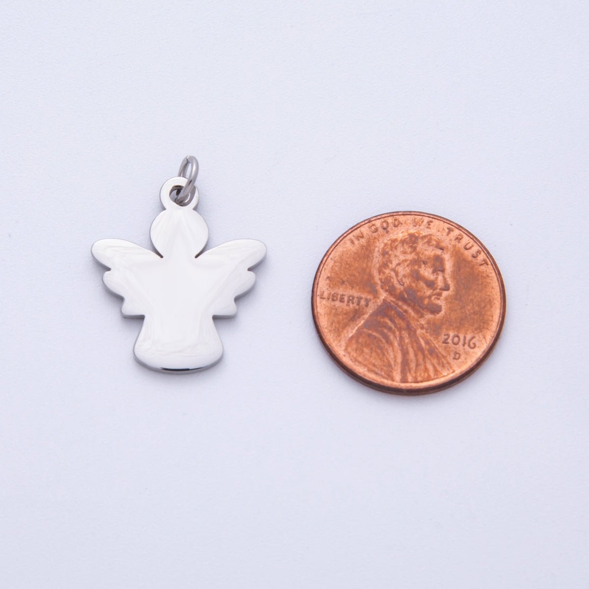 18K Gold PVD Stainless Steel 20mm Angel Silhouette Minimalist Charm in Gold & Silver | Charms - 00097 Charms - 00098 - DLUXCA