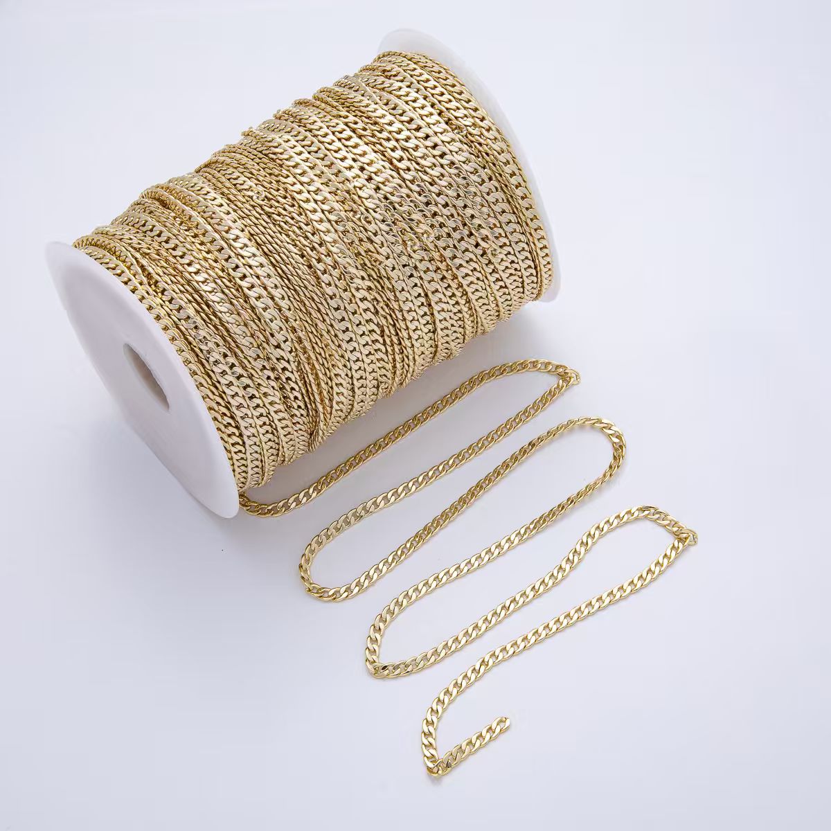 14K Gold Filled 5mm Curb Unfinished Chain by Yard | Roll-1823