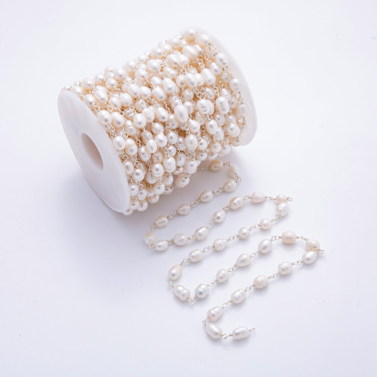 18K Gold Filled 6mm White, Pink, & Purple Unfinished Wrapped Rosary Chain by Yard | ROLL-1709 - ROLL-1711