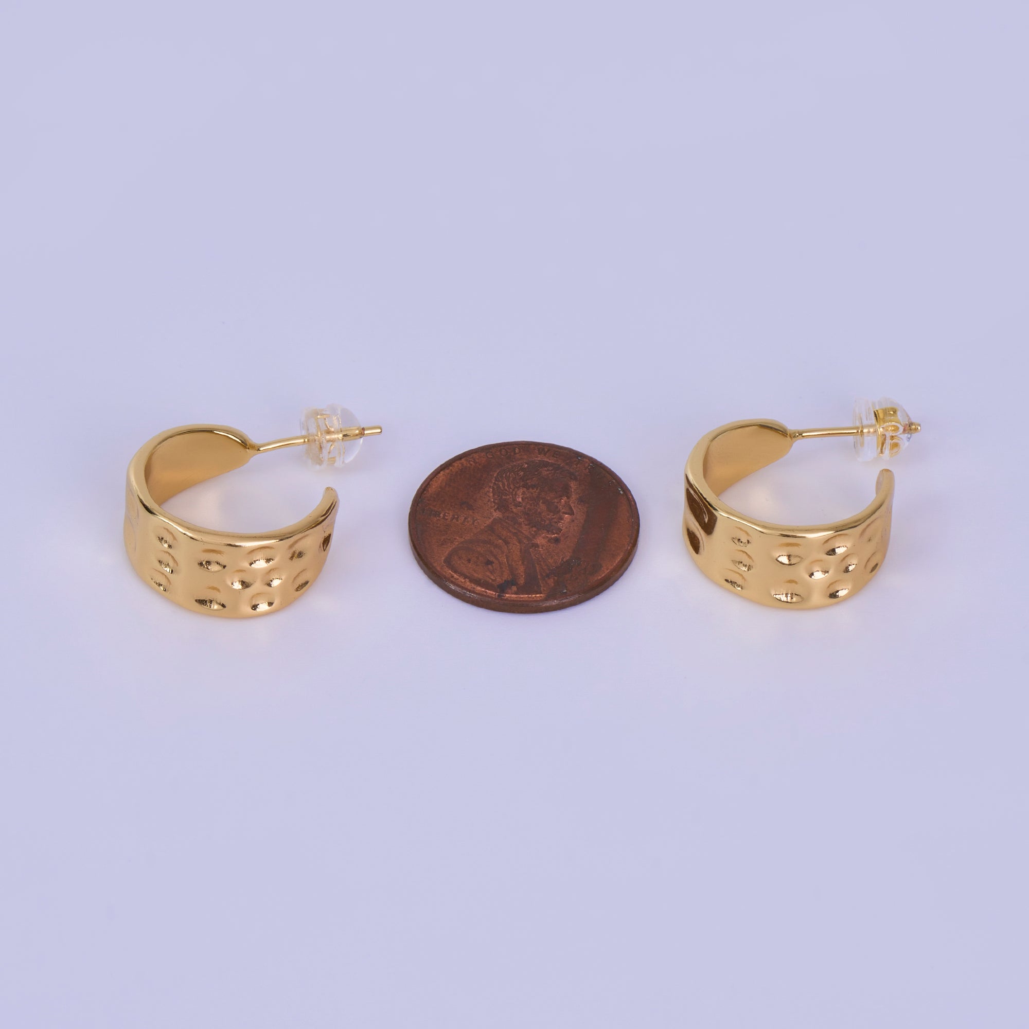 Gold Hammered Hoop Earrings Gold Filled Hammered Earrings, Textured Hoop Earrings, Vintage Style, Gold Minimalist Earrings K-406