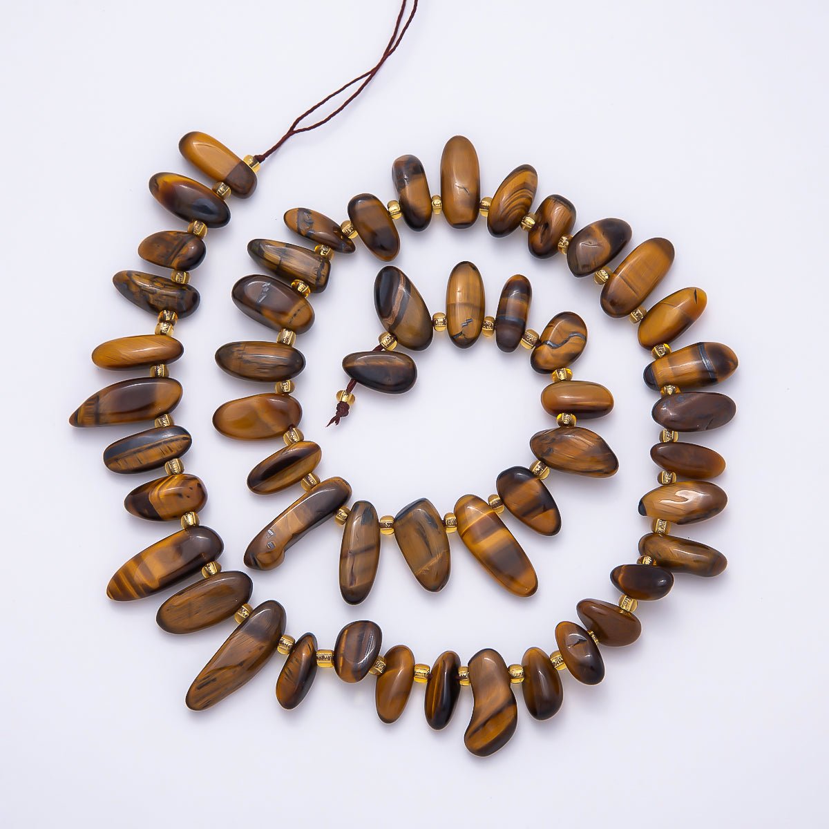 20mm Brown Tiger Eye Pebble Spiked Natural Gemstone Bead Strand Finding | WA-01213 - DLUXCA