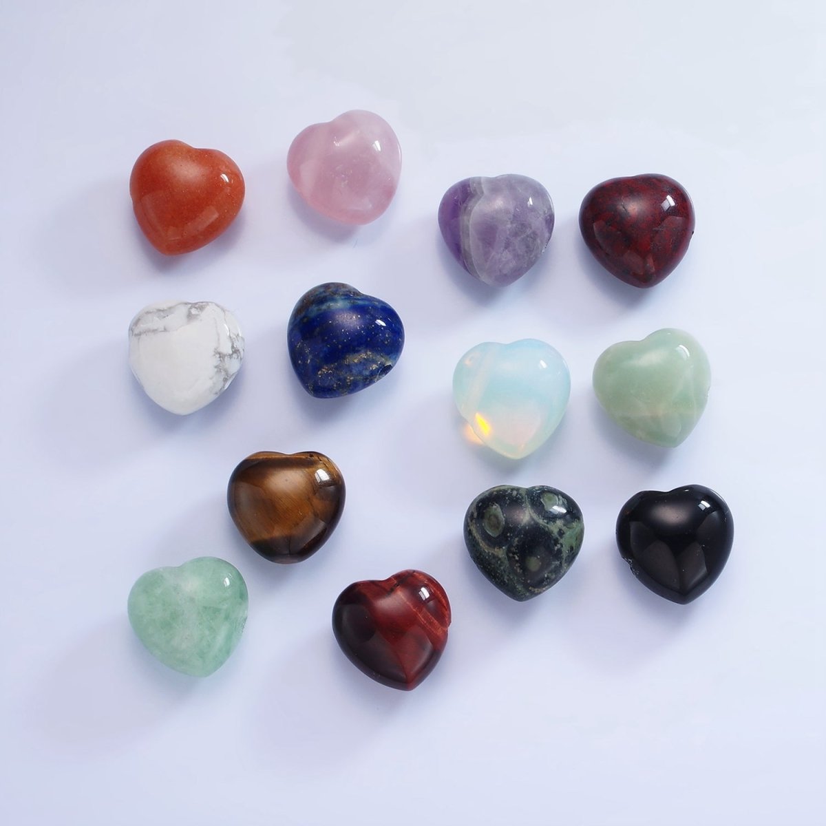 20mm Natural Gemstone Heart Charm | B886 - B892 - DLUXCA