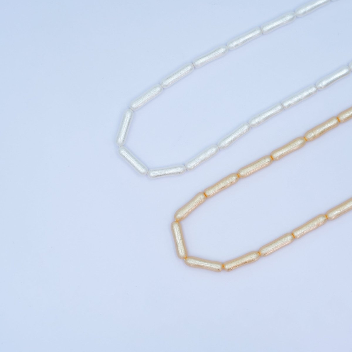 20mm White, Peach Biwa Rectangular Freshwater Pearl Strand | WA - 2984 WA - 2985 - DLUXCA