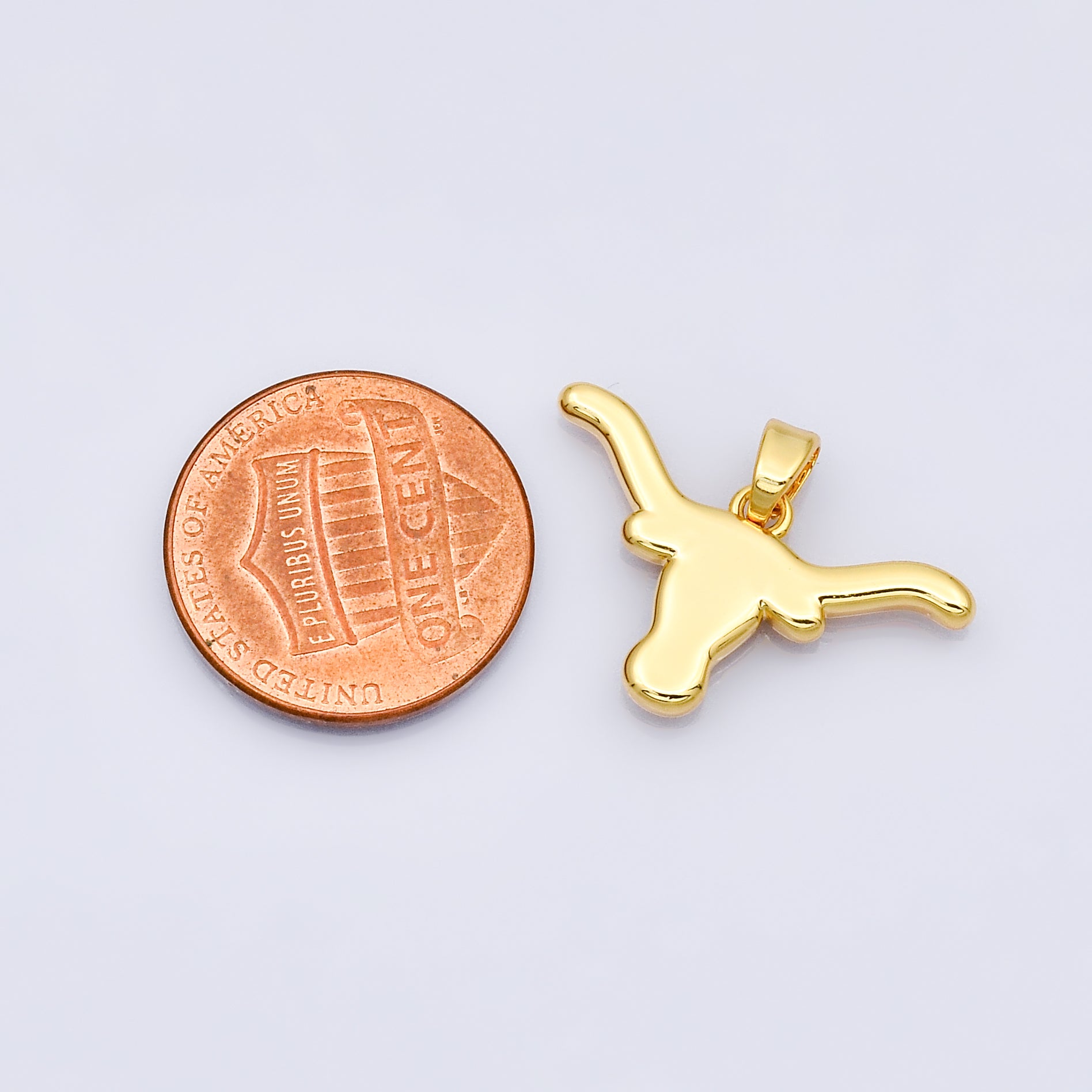 24K Gold Filled 13.6mm Minimalist Bull Head Outline Charm | I816