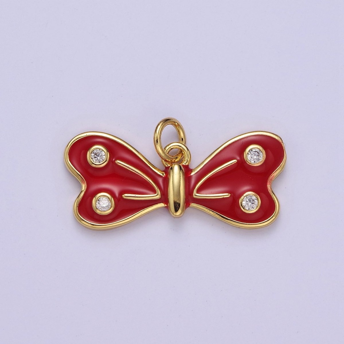 24k gold fill enamel butterfly charm, mini butterfly charm, animal gold butterfly e-765 e-766 e-767 - DLUXCA