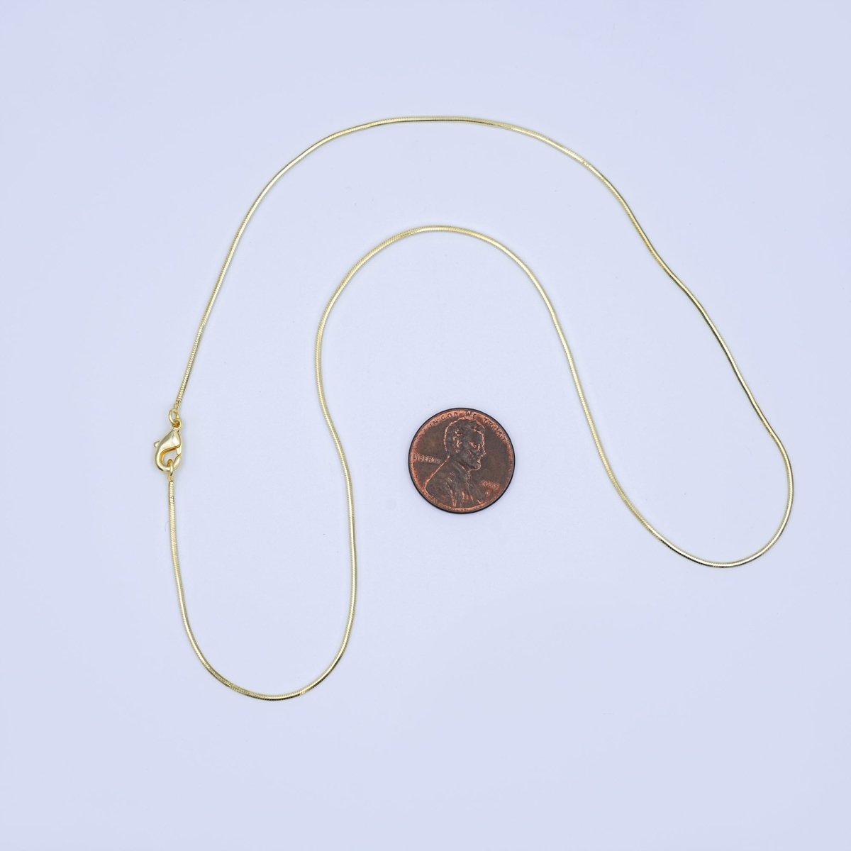 24K Gold Filled 0.9mm Cocoon Snake 17.5 Inch Chain Necklace | WA - 3233 - DLUXCA