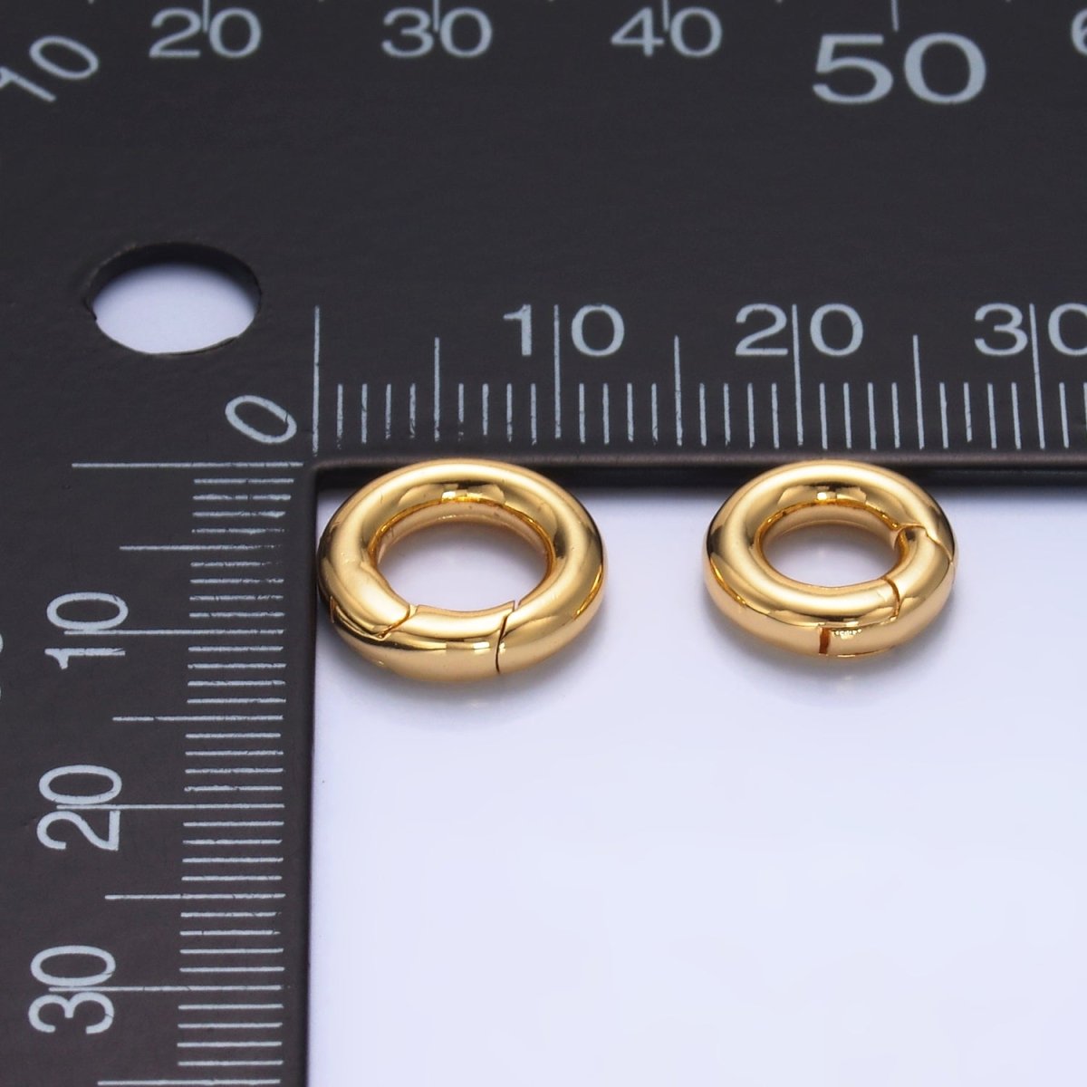 24K Gold Filled 10.5mm, 12mm Round Push Spring Gate Finding | Z1041 Z1042 - DLUXCA