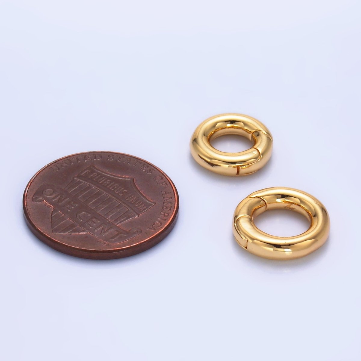 24K Gold Filled 10.5mm, 12mm Round Push Spring Gate Finding | Z1041 Z1042 - DLUXCA