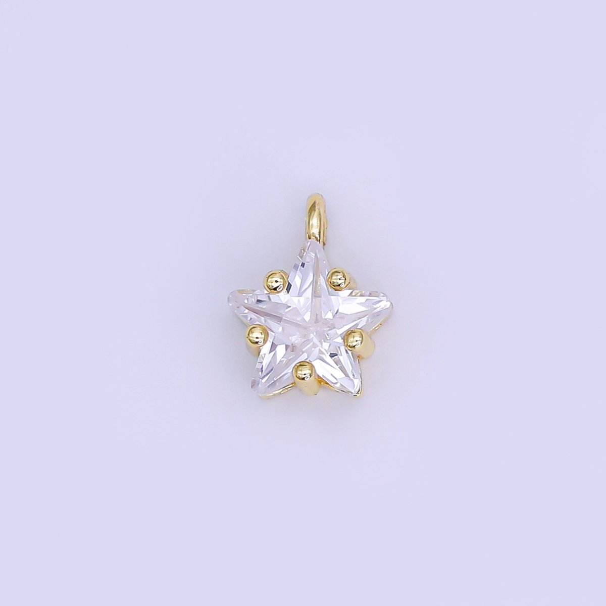 24K Gold Filled 10.5mm Clear CZ Celestial Star Mini Charm in Gold & Silver | AJ295 - DLUXCA