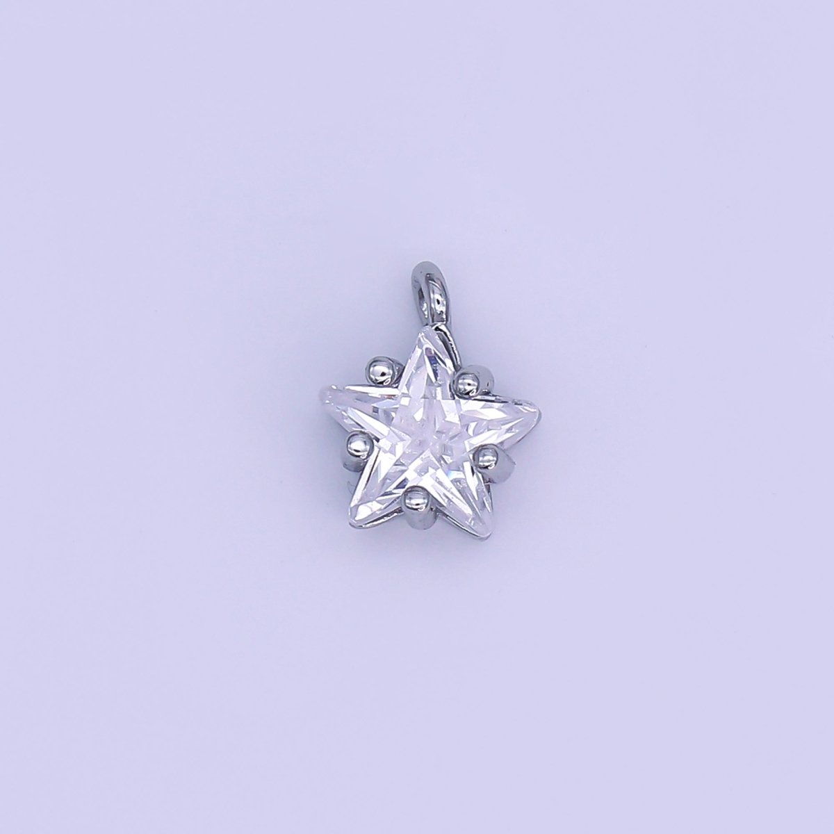 24K Gold Filled 10.5mm Clear CZ Celestial Star Mini Charm in Gold & Silver | AJ295 - DLUXCA