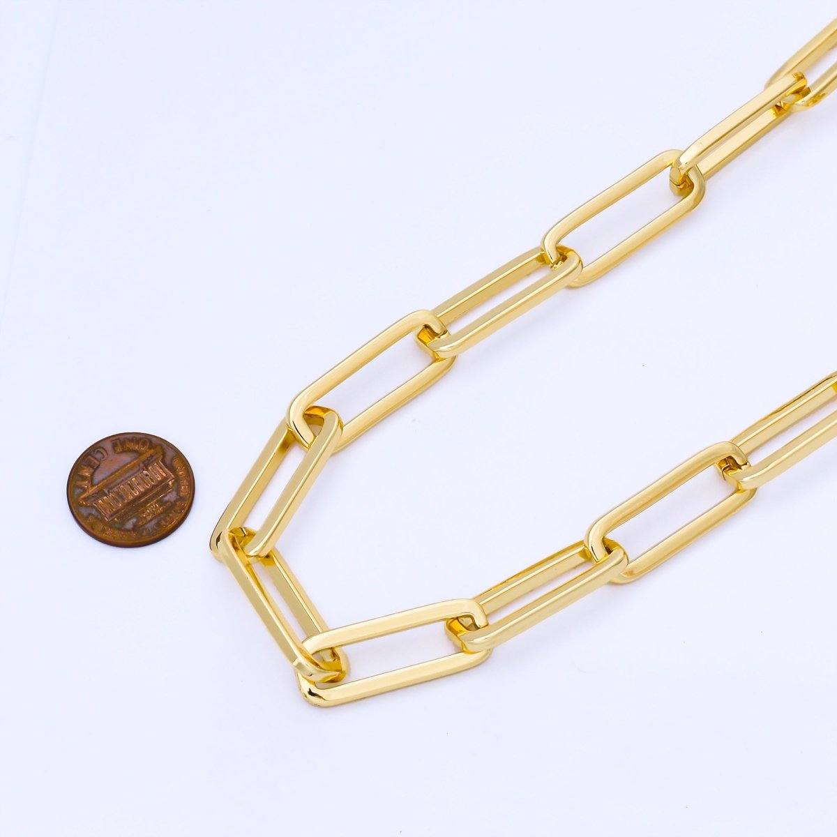 24K Gold Filled 10.8mm Paperclip Unfinished Chain by Yard | Roll - 1744 - DLUXCA