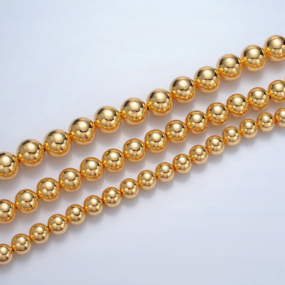 24K Gold Filled 10mm, 12mm, 14mm Beaded Bubble Magnetic Closure 18.5 Inch Necklace | WA - 2635 ~ WA - 2637 - DLUXCA