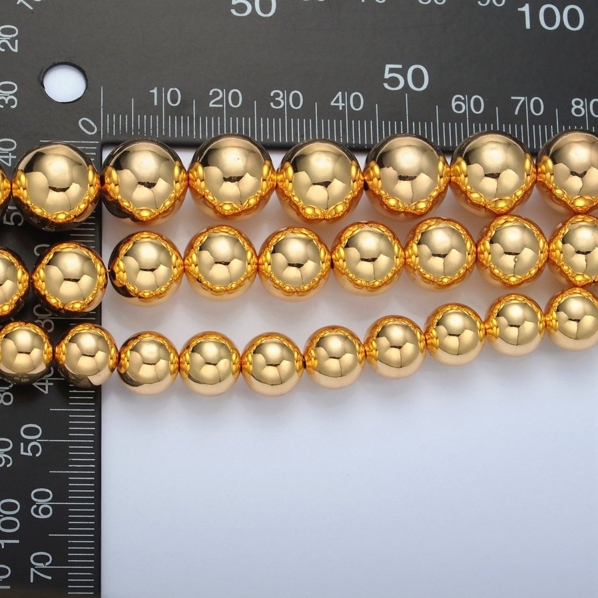 24K Gold Filled 10mm, 12mm, 14mm Beaded Bubble Magnetic Closure Bracelet | WA - 2638 ~ WA - 2640 - DLUXCA