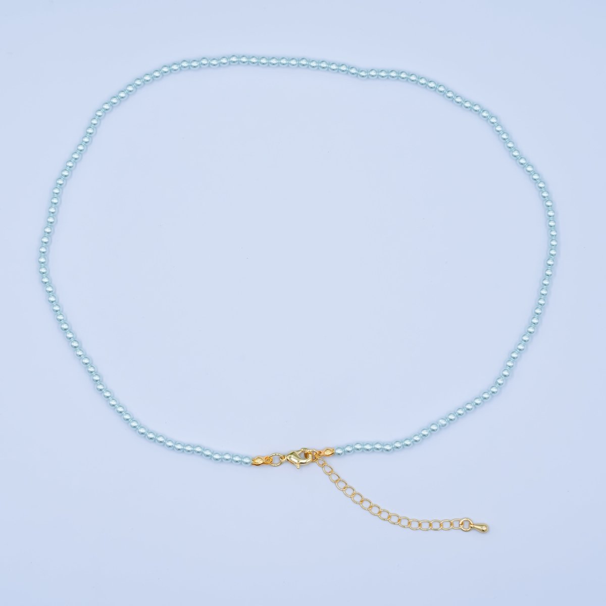 24K Gold Filled 10mm, 8mm, 6mm, 4mm, 3mm Blue Round Shell Pearl 17 Inch Necklace | WA - 2805 ~ WA - 2809 - DLUXCA