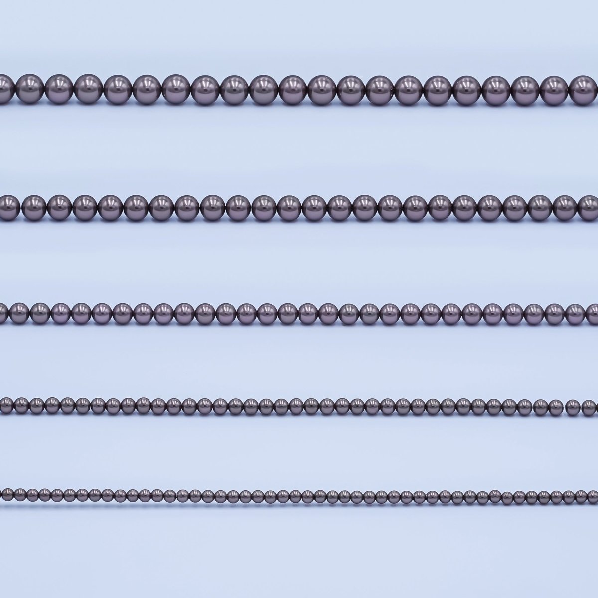 24K Gold Filled 10mm, 8mm, 6mm, 4mm, 3mm Brown Round Shell Pearl 17 Inch Necklace | WA - 2815 ~ WA - 2819 - DLUXCA