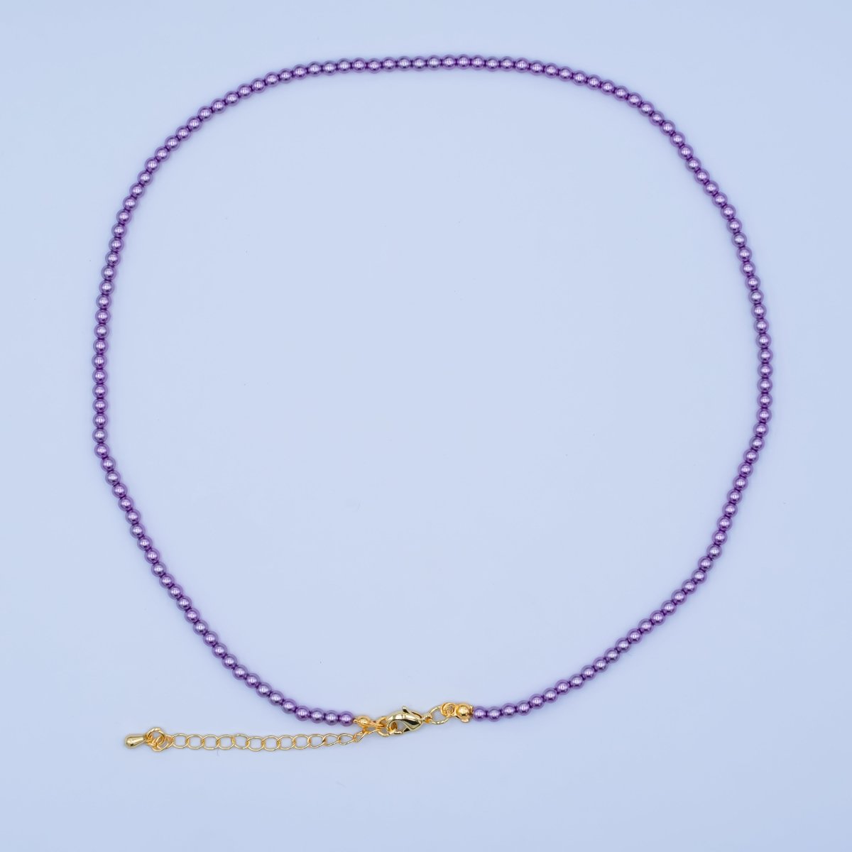 24K Gold Filled 10mm, 8mm, 6mm, 4mm, 3mm Dark Purple Round Shell Pearl 17 Inch Necklace | WA - 2835 ~ WA - 2831 - DLUXCA