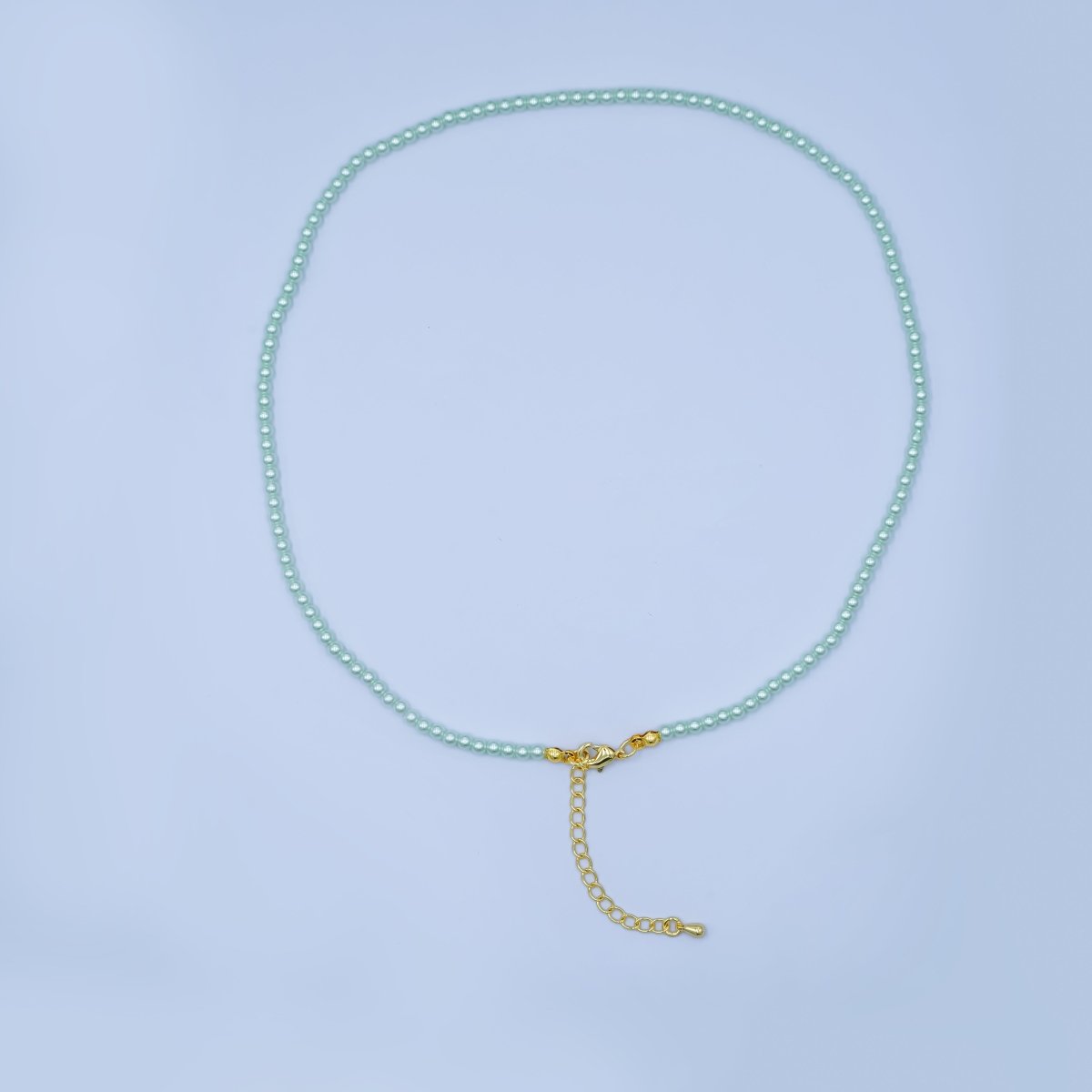 24K Gold Filled 10mm, 8mm, 6mm, 4mm, 3mm Green Round Shell Pearl 17 Inch Necklace | WA - 2800 ~ WA - 2804 - DLUXCA
