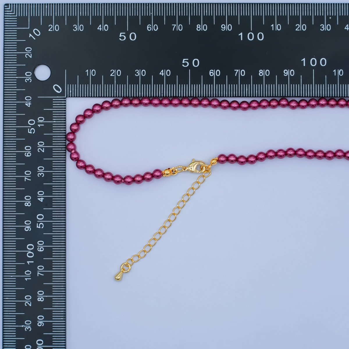 24K Gold Filled 10mm, 8mm, 6mm, 4mm, 3mm Red Round Shell Pearl 16.5 Inch Necklace | WA - 2848 ~ WA - 2852 - DLUXCA