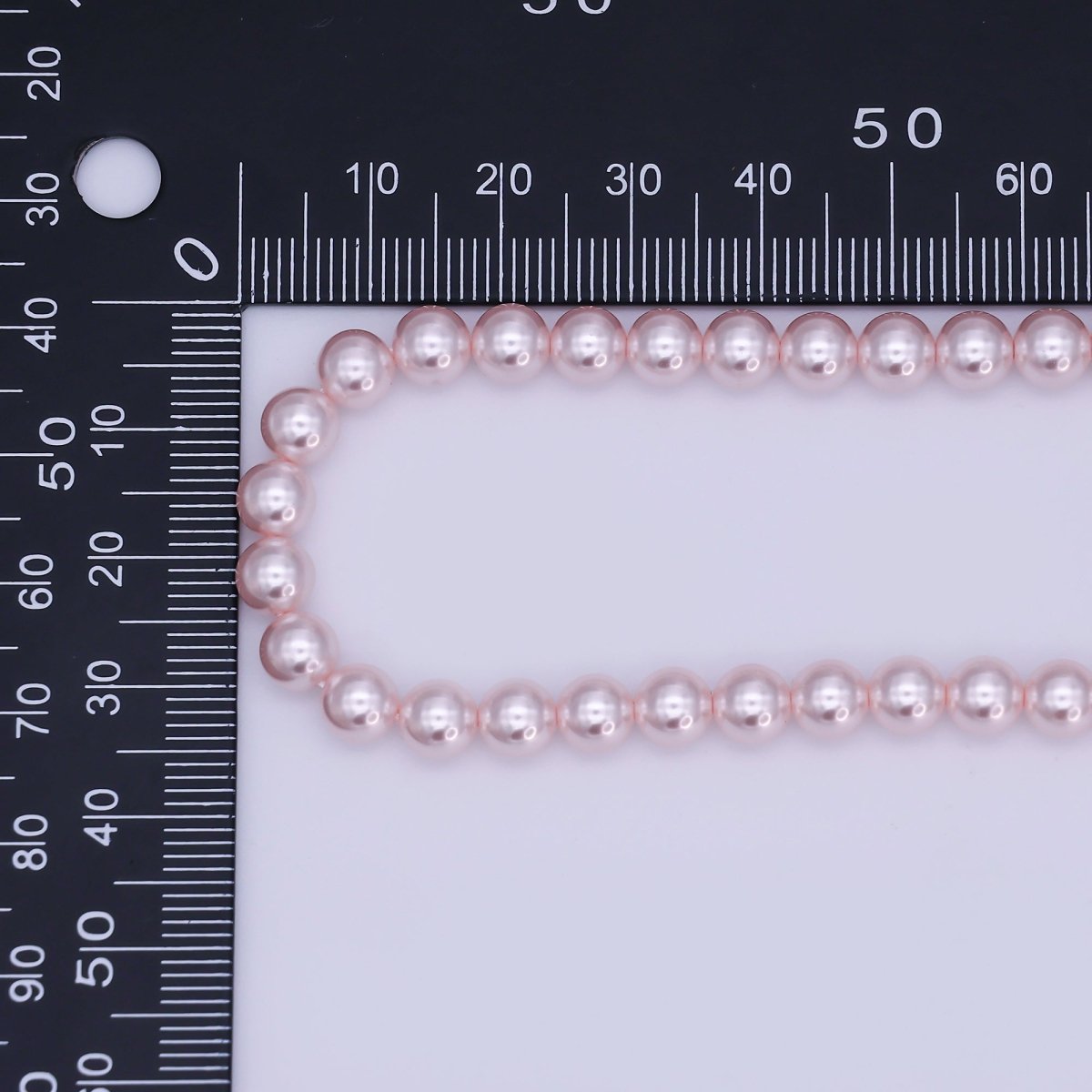24K Gold Filled 10mm, 8mm, 6mm, 4mm, 3mm Rose Pink Round Shell Pearl 17 Inch Necklace | WA - 2785 ~ WA - 2789 - DLUXCA