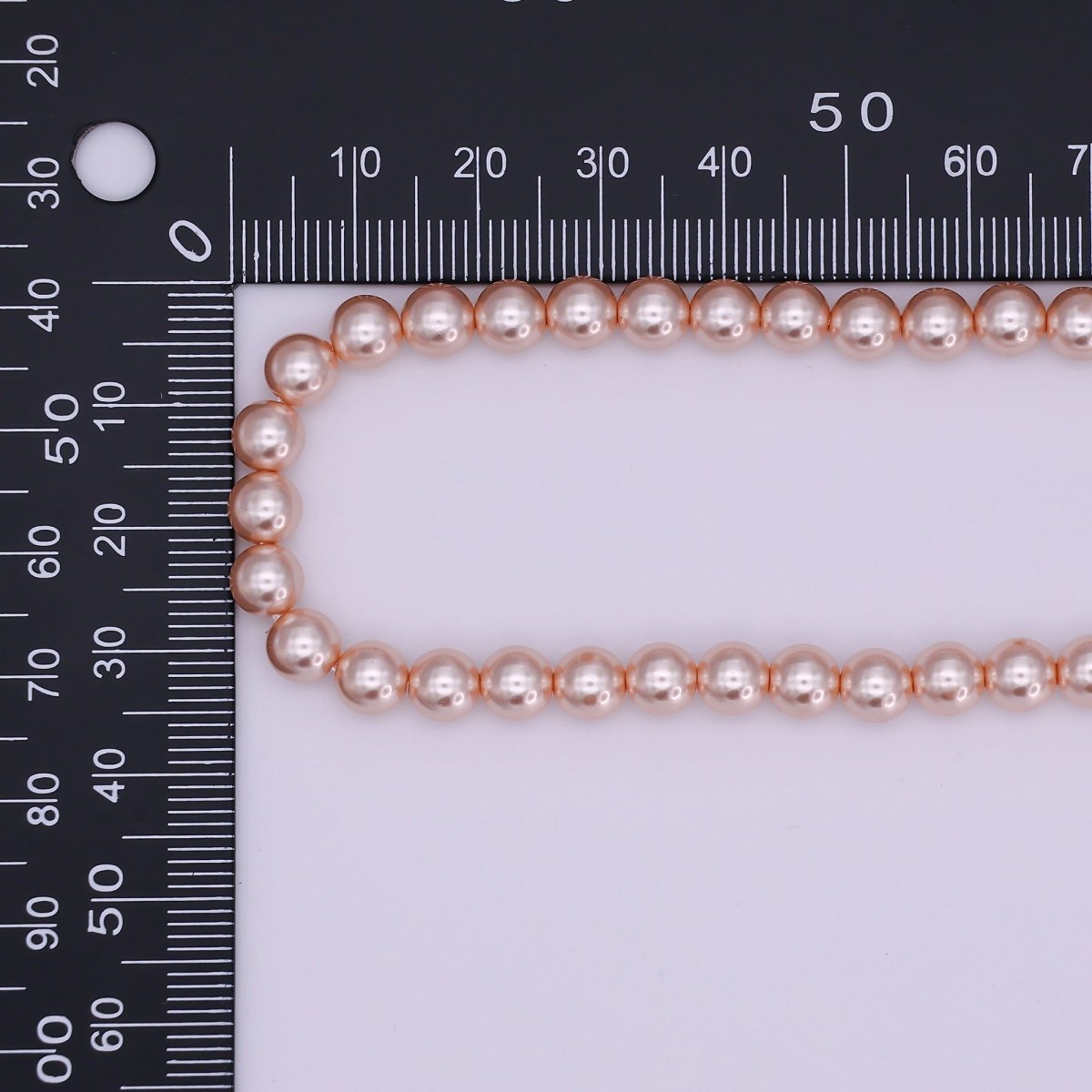 24K Gold Filled 10mm, 8mm, 6mm, 4mm, 3mm Rose Pink Round Shell Pearl 17 Inch Necklace | WA - 2810 ~ WA - 2814 - DLUXCA