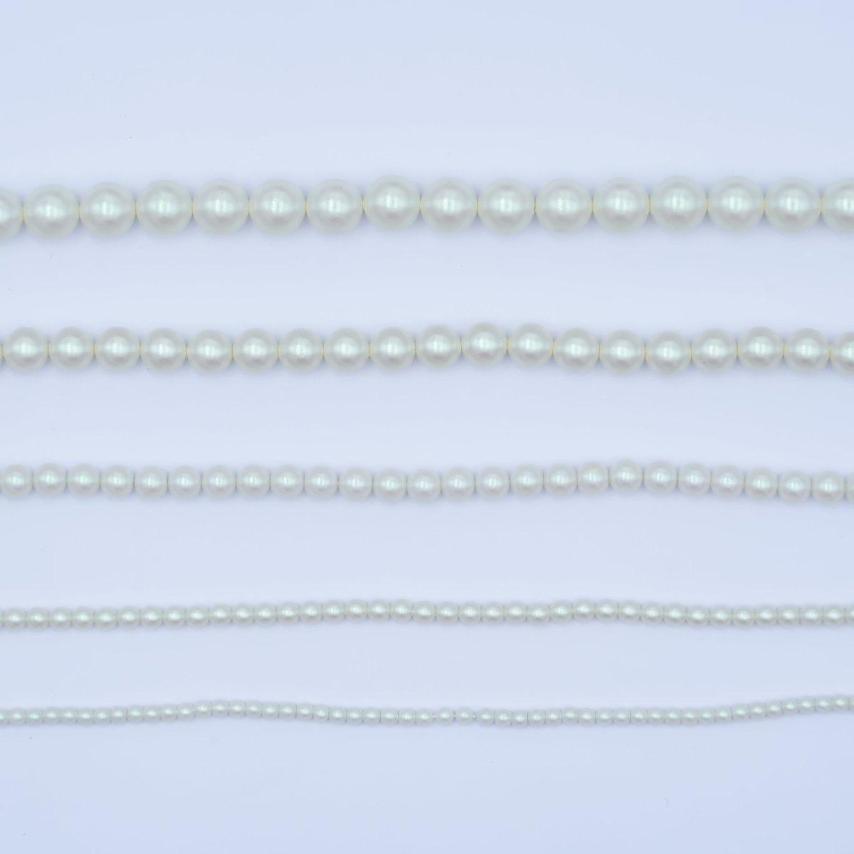24K Gold Filled 10mm, 8mm, 6mm, 4mm, 3mm White Shell Pearl Gemstone 17 Inch Necklace | WA - 2775 ~ WA - 2779 - DLUXCA