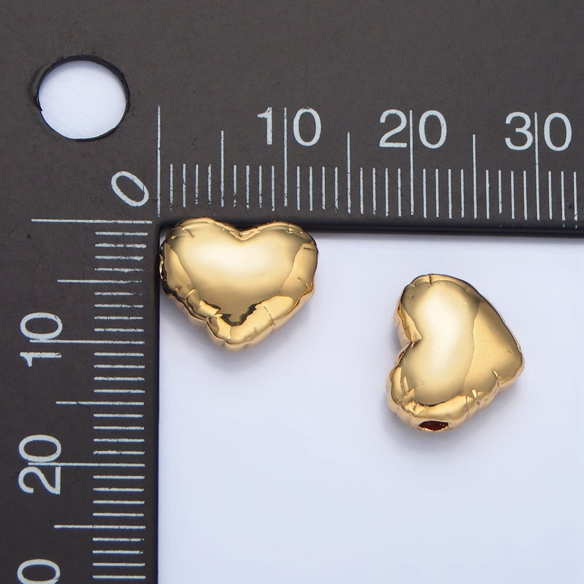 24K Gold Filled 10mm Chubby Balloon Heart Bead | B155 - DLUXCA