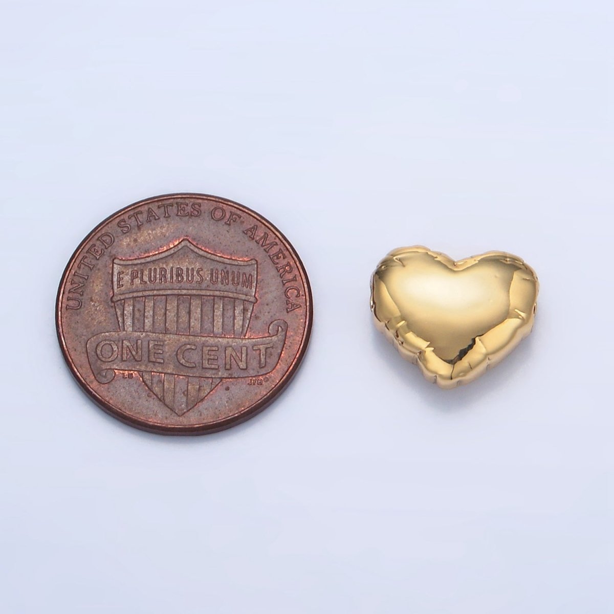 24K Gold Filled 10mm Chubby Balloon Heart Bead | B155 - DLUXCA