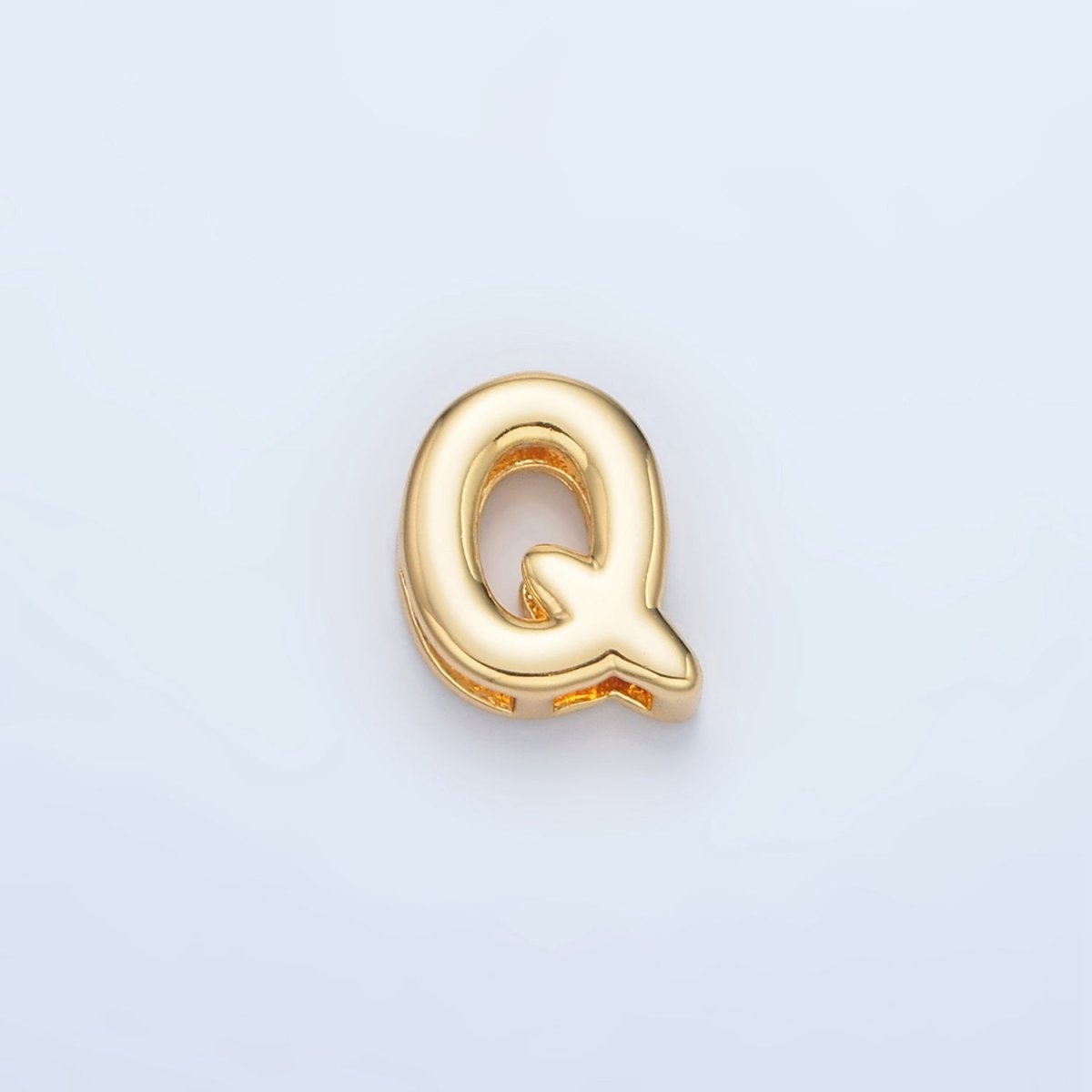 24K Gold Filled 10mm Chubby Minimalist Alphabet Letter Initial Personalized Bead | A1578 - A1590 - DLUXCA