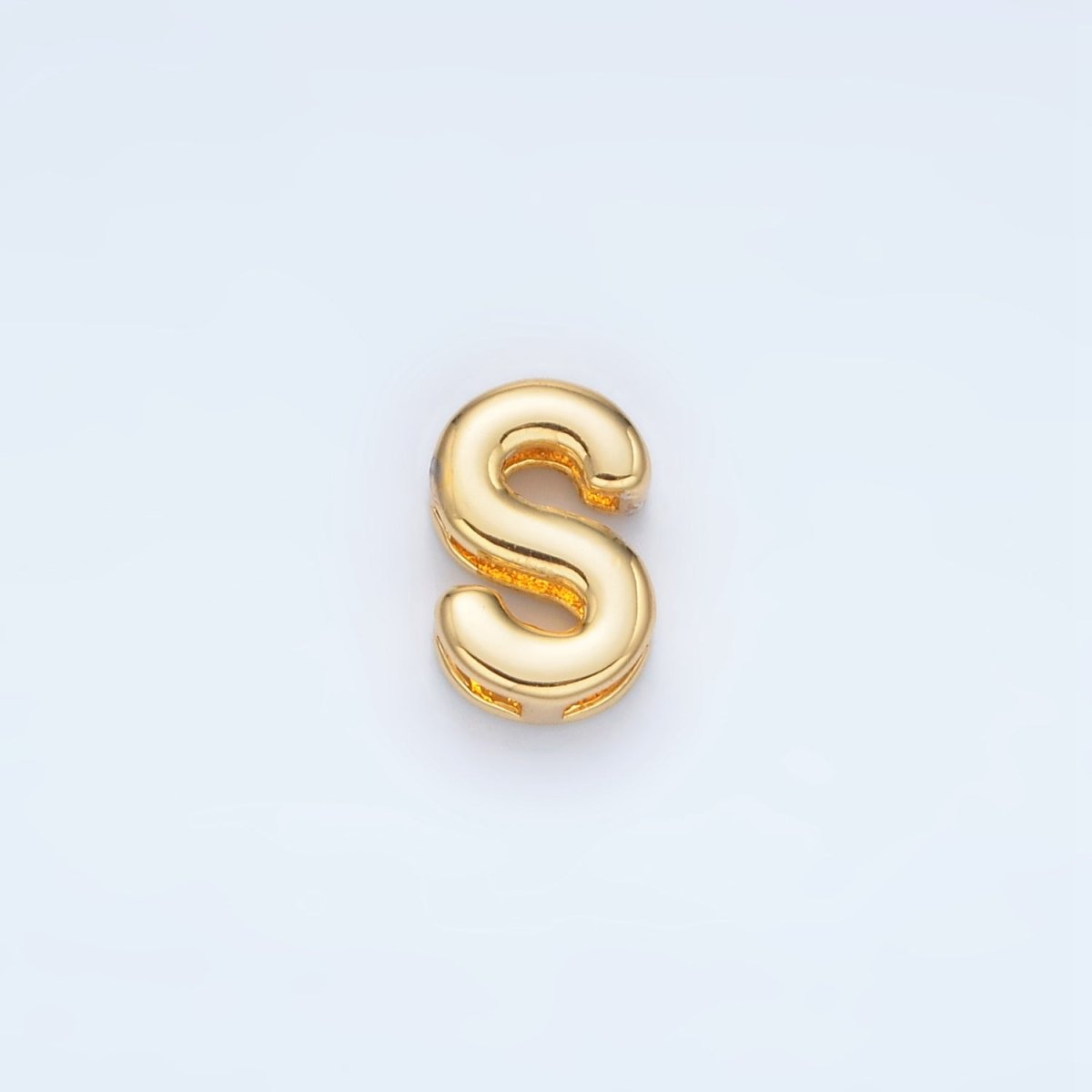 24K Gold Filled 10mm Chubby Minimalist Alphabet Letter Initial Personalized Bead | A1578 - A1590 - DLUXCA