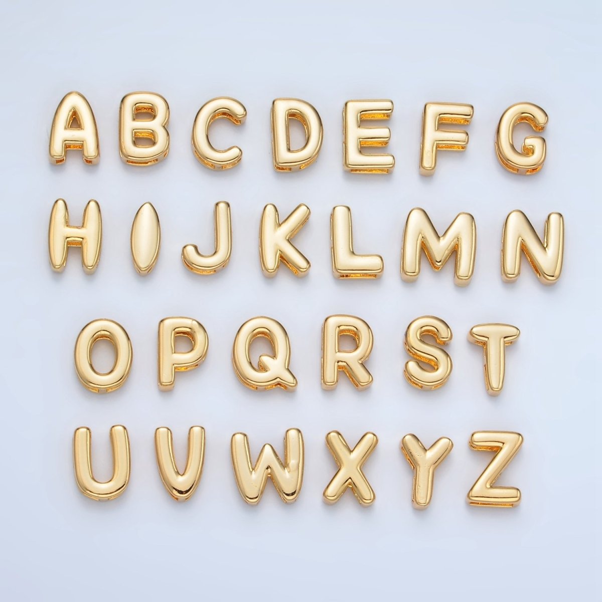 24K Gold Filled 10mm Chubby Minimalist Alphabet Letter Initial Personalized Bead | A1578 - A1590 - DLUXCA