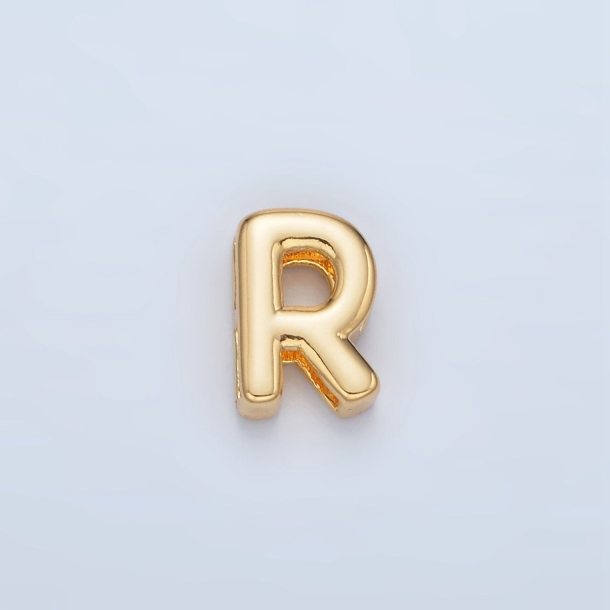 24K Gold Filled 10mm Chubby Minimalist Alphabet Letter Initial Personalized Bead | A1578 - A1590 - DLUXCA