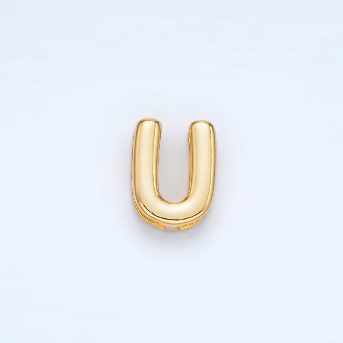 24K Gold Filled 10mm Chubby Minimalist Alphabet Letter Initial Personalized Bead | A1578 - A1590 - DLUXCA