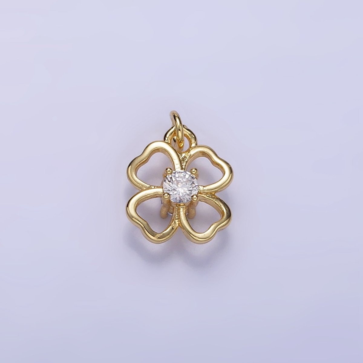 24K Gold Filled 10mm CZ Open Flower Charm in Gold & Silver | C588 - DLUXCA